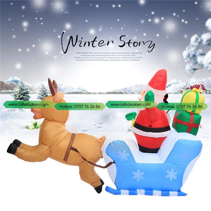 Bồ Đồ Chơi Thổi Bằng Hơi Hình Ông Già Noel Cưỡi Xe Tuần Lộc 2.2M 5 bo do choi thoi bang hoi hinh ong gia noel cuoi xe tuan loc 2 2m Svy1